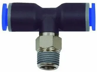 Cupla T push-in cu filet conic exterior etansat cu PTFE, seria standard