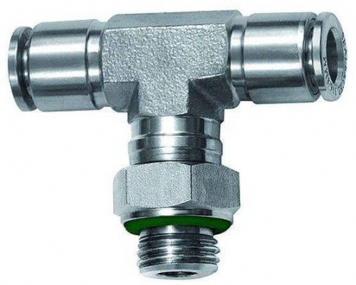 Cupla T push-in, rotativa, filet cilindric exterior cu O-ring, seria Inox, G 1/2&QUOT; - 12 mm