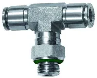 Cupla T push-in, rotativa, filet cilindric exterior cu O-ring, seria Inox