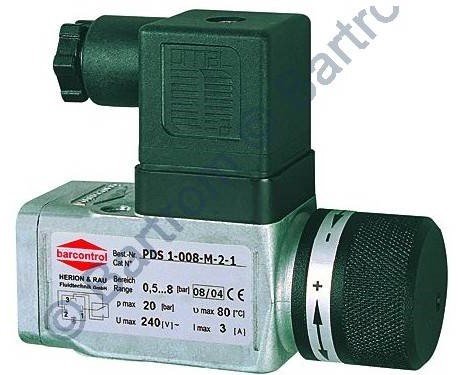 Presostat, contact schimbabil NO / NC, conector electric tip A conform DIN 43650