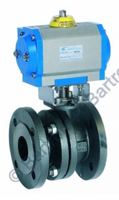 Robinet 2/2 cu bila, actuator pneumatic dubla actiune - Fonta