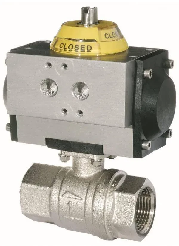 Robinet 2/2 cu bila, actuator pneumatic dubla actiune