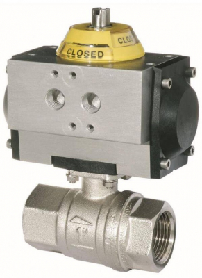 Robinet 2/2 cu bila, actuator pneumatic simpla actiune