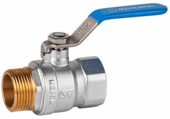 Robinet cu bila, filet exterior-interior G 1 1/4&QUOT;, maneta inox albastra, PN 25