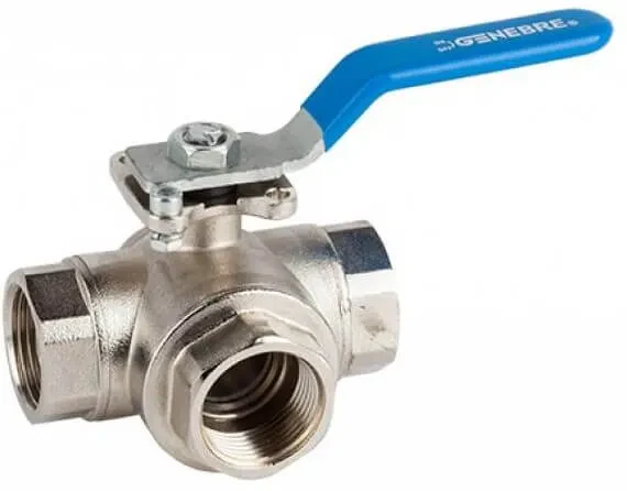 Robinet cu bila, 3 cai, montaj direct, orificiu complet, PN 25