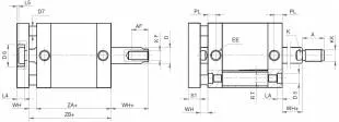 Cilindru compact dubla actiune magnetic anti-rotatie cu tija bilaterala, tija filet interior, ISO 21287