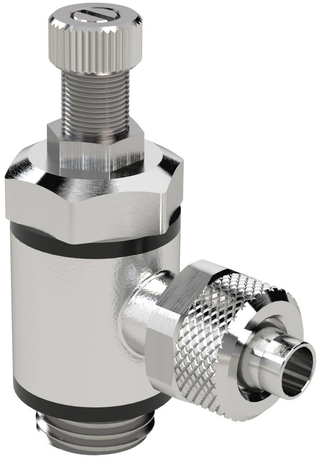 Drosel metalic bidirectional cu filet exterior cilindric si cupla push-on