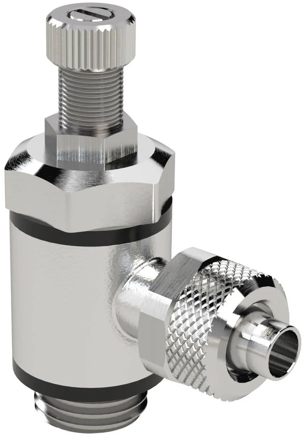 Drosel metalic bidirectional cu filet exterior cilindric si cupla push-on