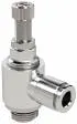Drosel metalic cu filet exterior cilindric si cupla push-in, reglaj cu surub, droselizare filet - furtun