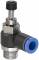 Drosel cu filet exterior G 3/8 si cupla push-in 10 mm, reglaj cu surub, droselizare filet - furtun