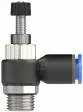 Drosel cu filet exterior cilindric si cupla push-in, reglaj cu surub, droselizare filet - furtun