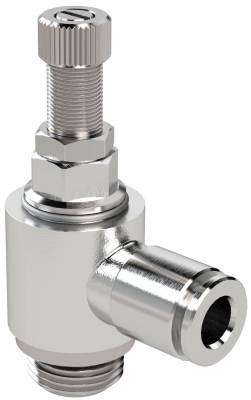 Drosel cu filet exterior M5 si conector push-in 4 mm, droselizare furtun - filet