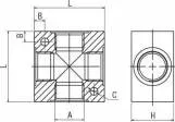 Ramificator cu 4 orificii in cruce, din aluminiu