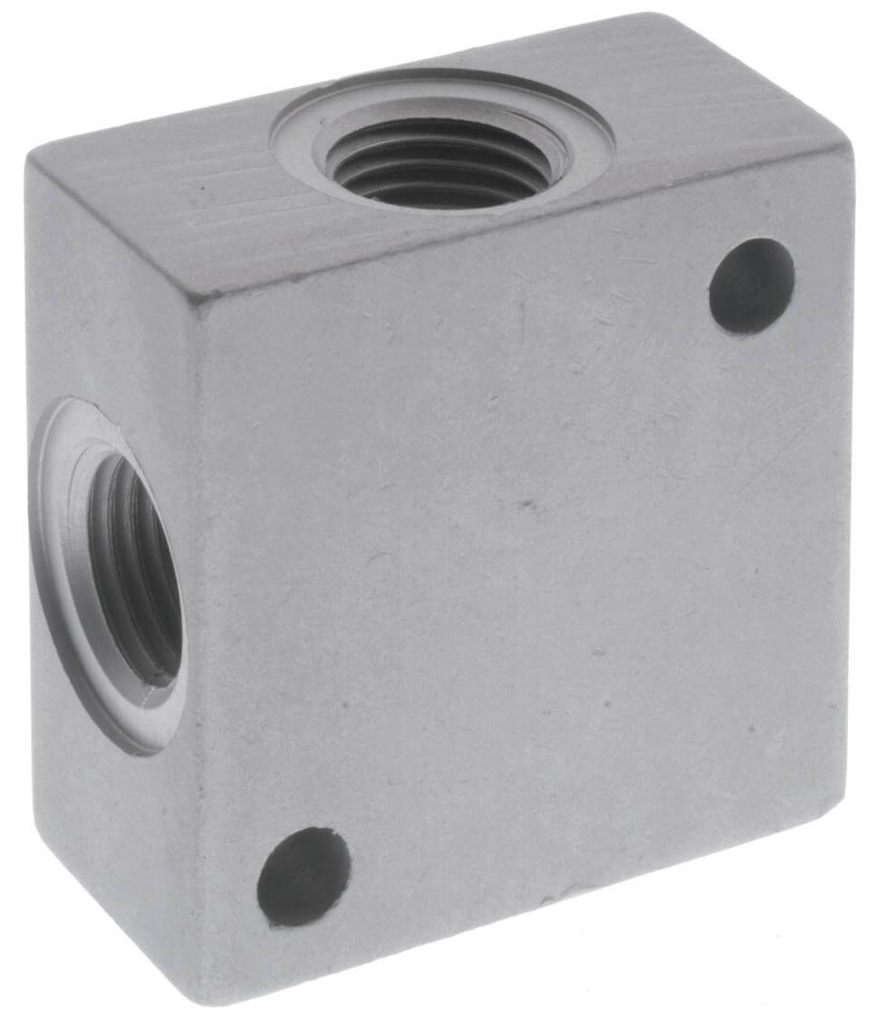 Ramificator cu 4 orificii in cruce, din aluminiu