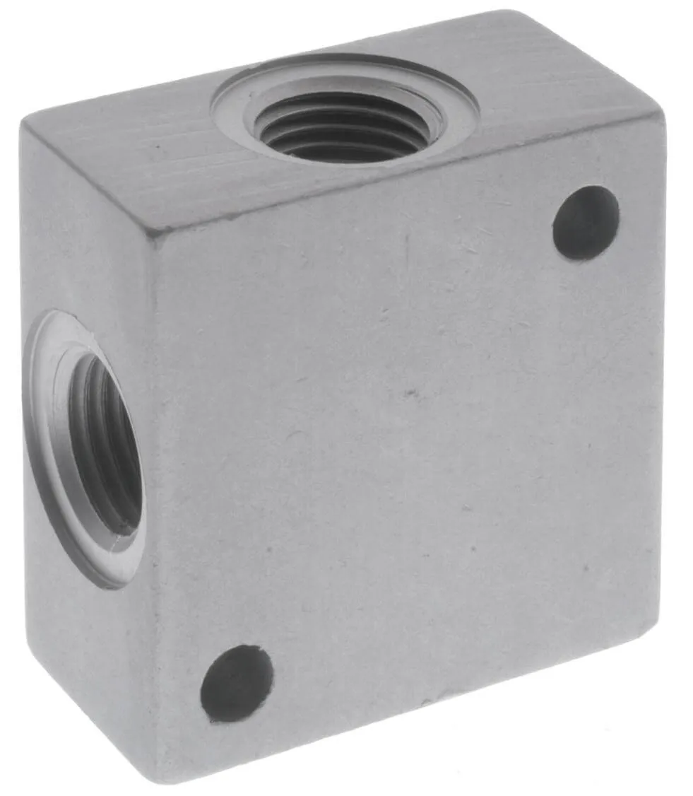 Ramificator cu 4 orificii in cruce, din aluminiu