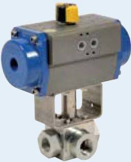 Robinet 3/2 actionat pneumatic, tip L, presiuni ridicate, dubla actiune - otel