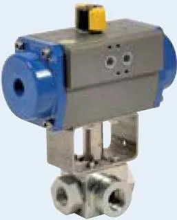 Robinet 3/2 actionat pneumatic, tip L, presiuni ridicate, dubla actiune - otel