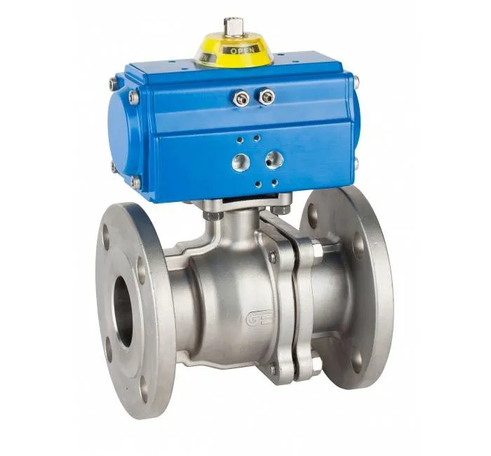 Robinet cu bila, 2 piese, flanse ANSI clasa 150, act. pneumatic