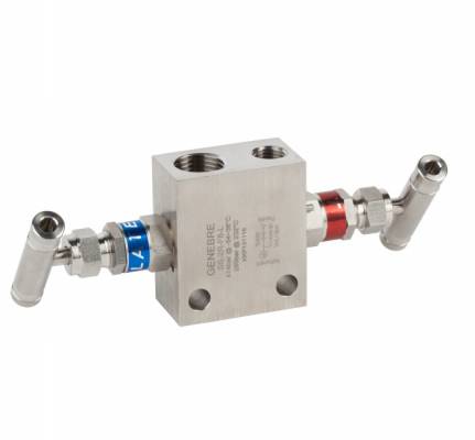 Bloc instrumente din inox, operare de la distanta, 2 valve, 414 bar (6000 PSI)