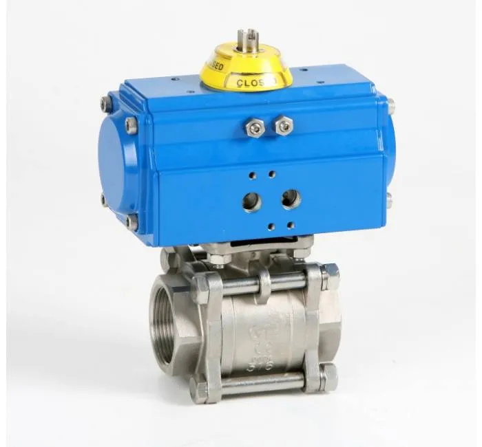 Robinet cu bila, 3 piese, mufe sudabile, act. pneumatic