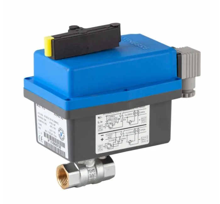 Robinet cu bila, 2 piese, filete int., act. electric