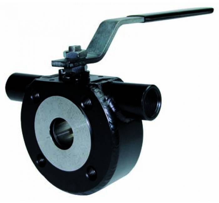 Robinet cu bila, tip wafer, orificiu complet, camera incalzire, flanse PN 16