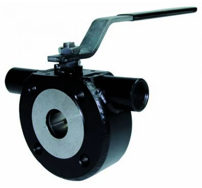 Robinet cu bila, tip wafer, orificiu complet, camera incalzire, flanse PN 16