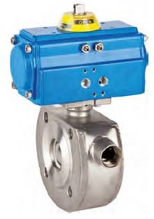 Robinet cu bila si camera incalzire, tip wafer, flanse PN16, act. pneumatic