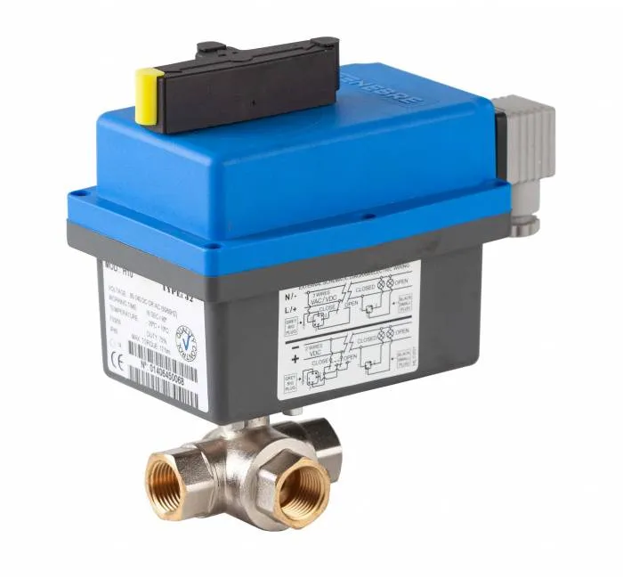 Robinet cu bila, 3 cai, tip L, act. electric