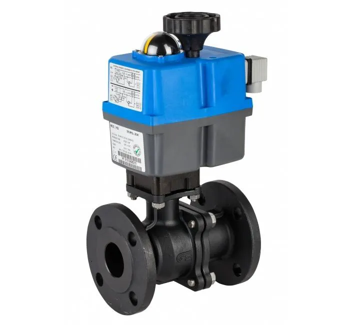 Robinet cu bila, 2 piese, flanse ANSI 150, act. electric