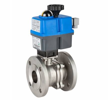 Robinet din inox cu bila, 2 piese, flanse PN 40, actuator electric, 1 1/2&QUOT;