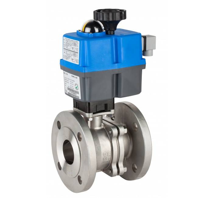 Robinet cu bila, 2 piese, flanse PN16/40, act. electric