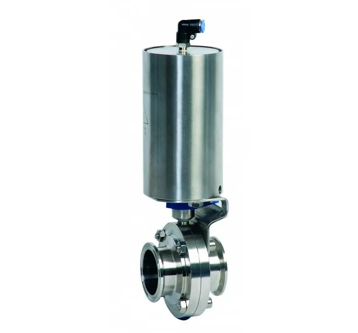 Robinet fluture cu actuator pneumatic si conexiuni sanitare