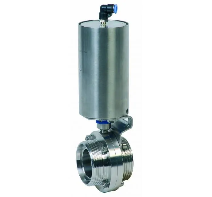 Robinet fluture cu actuator pneumatic si filete ext.