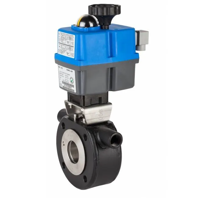 Robinet cu bila, tip wafer cu camera incalzire, flanse PN16, act. electric
