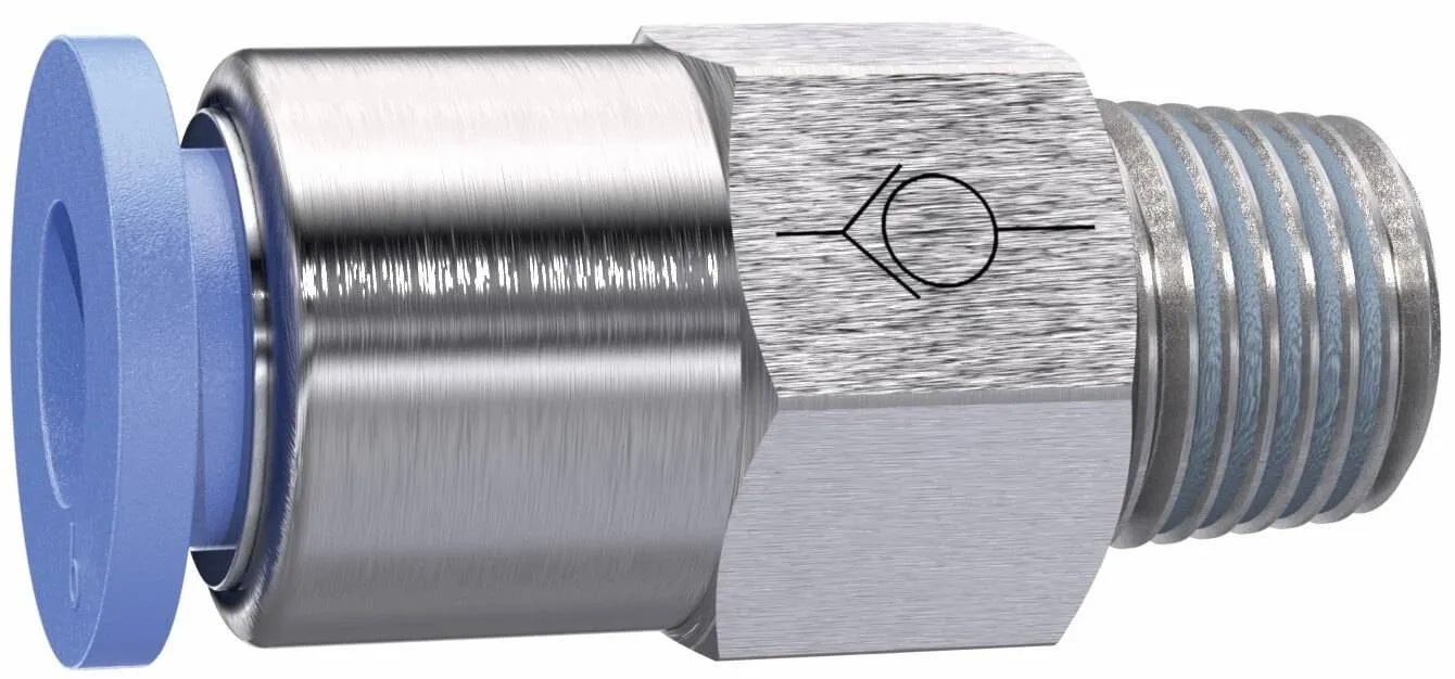 Supapa de sens push-in cu filet exterior conic etansat cu PTFE , sens furtun - filet