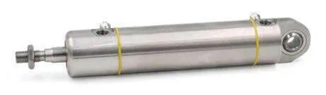 Cilindri rotunzi din INOX, dubla actiune, magnetic, cu amortizare si articulatie tata cu bila