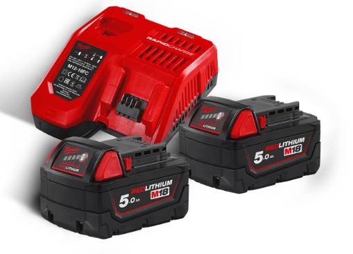 Set acumulatori M18 5.0 Ah, 2 acumulatoare - Milwaukee M18 NRG 502