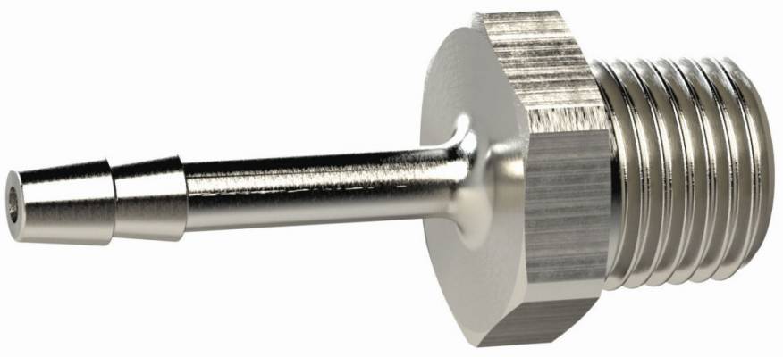 Adaptor furtun 4 mm cu filet exterior conic R 1/8&QUOT;, alama nichelata