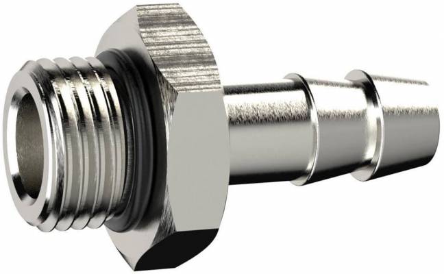 Adaptor furtun 7 mm cu filet exterior G 1/8&QUOT; etansat cu O-ring, alama nichelata