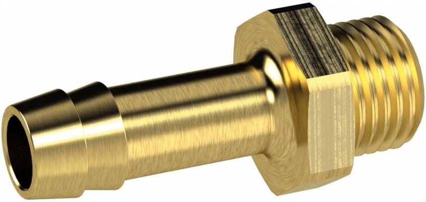 Hose connector 8 mm with conical male thread R 1/4&QUOT;, brass