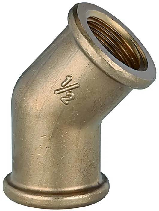 Conector 45° cu filete interioare, din alama