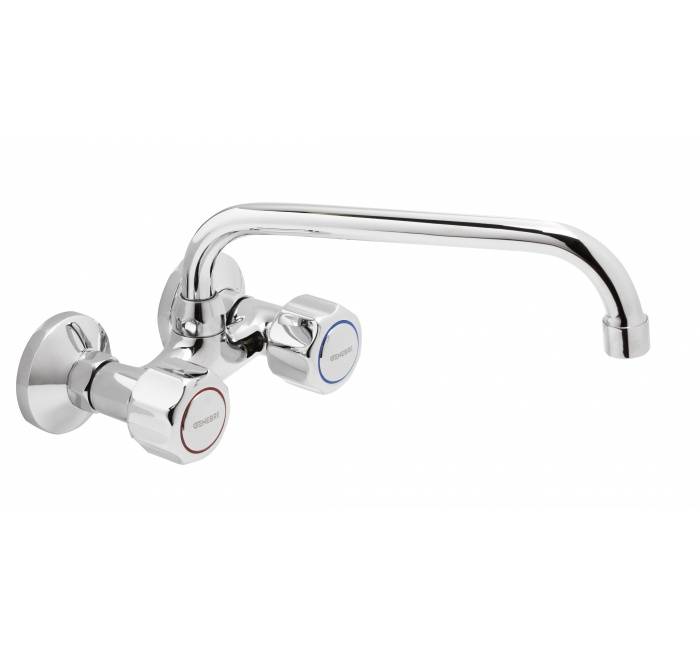 Baterie cu mixare pentru chiuveta si montaj perete - gat 18 cm