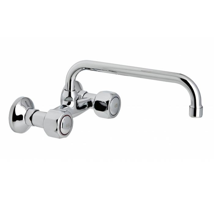 Baterie cu mixare pentru chiuveta si montaj perete - gat 24 cm