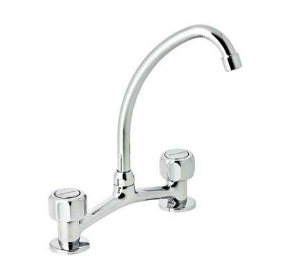 Baterie cu mixare si gat lebada 8&QUOT; pentru bucatarie - montaj chiuveta