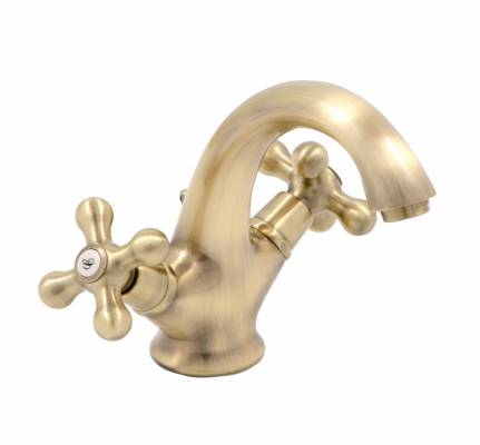 Baterie mixer pentru lavoar placata cu bronz