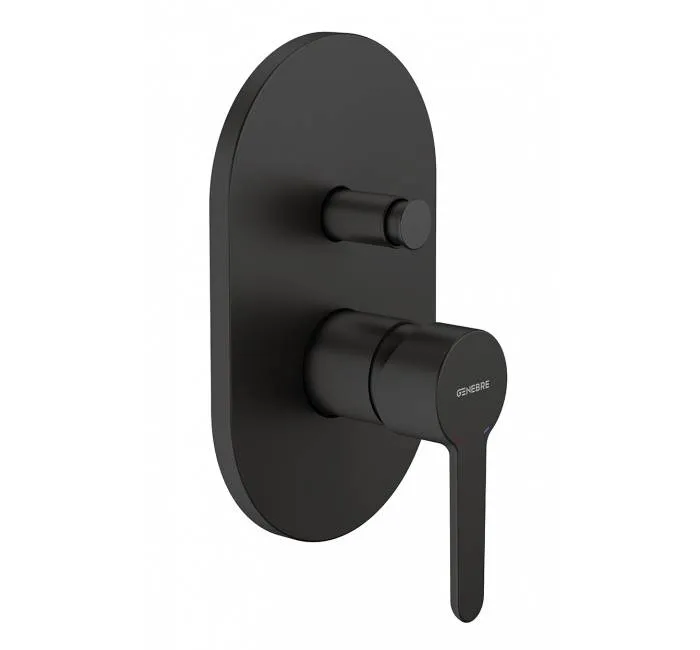 Baterie incastrata baie cu divertor - negru mat