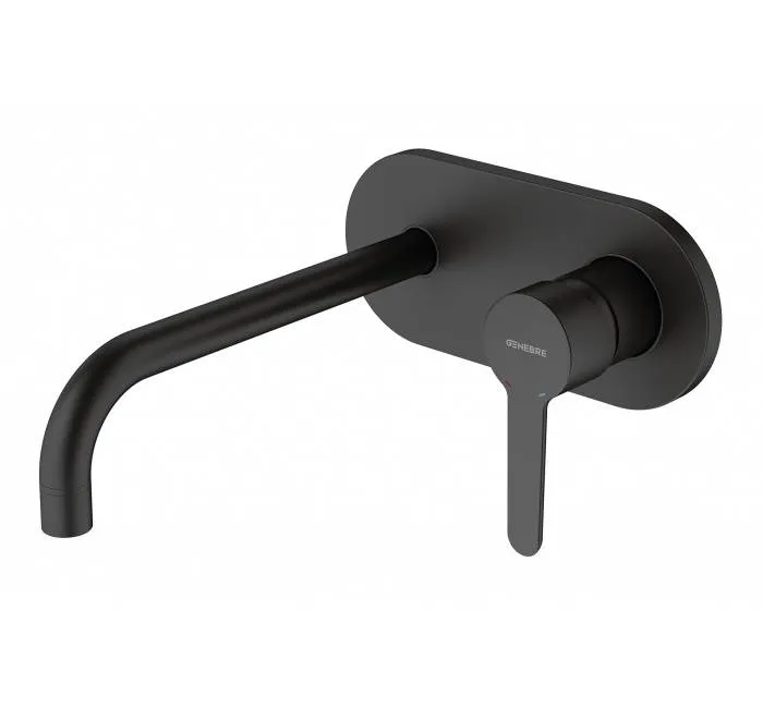 Baterie incastrata 22 cm pentru lavoar - negru mat