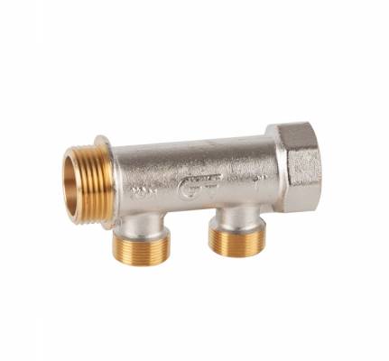 Bloc ramificator alama nichelata, filet G 1&QUOT;, filet lateral W24,5 x 19f/1&QUOT;, 2 ramificatii, PN 10