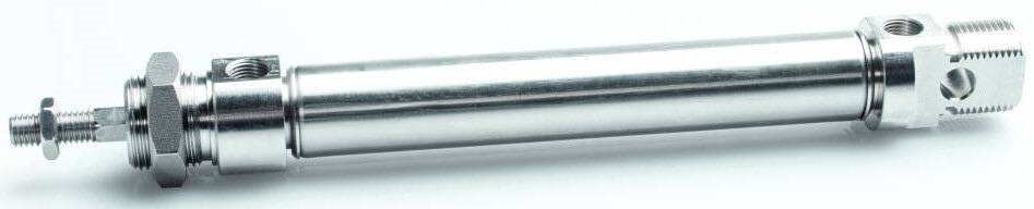 Micro cilindru inox dubla actiune magnetic, anti-rotatie cu tija hexagonala